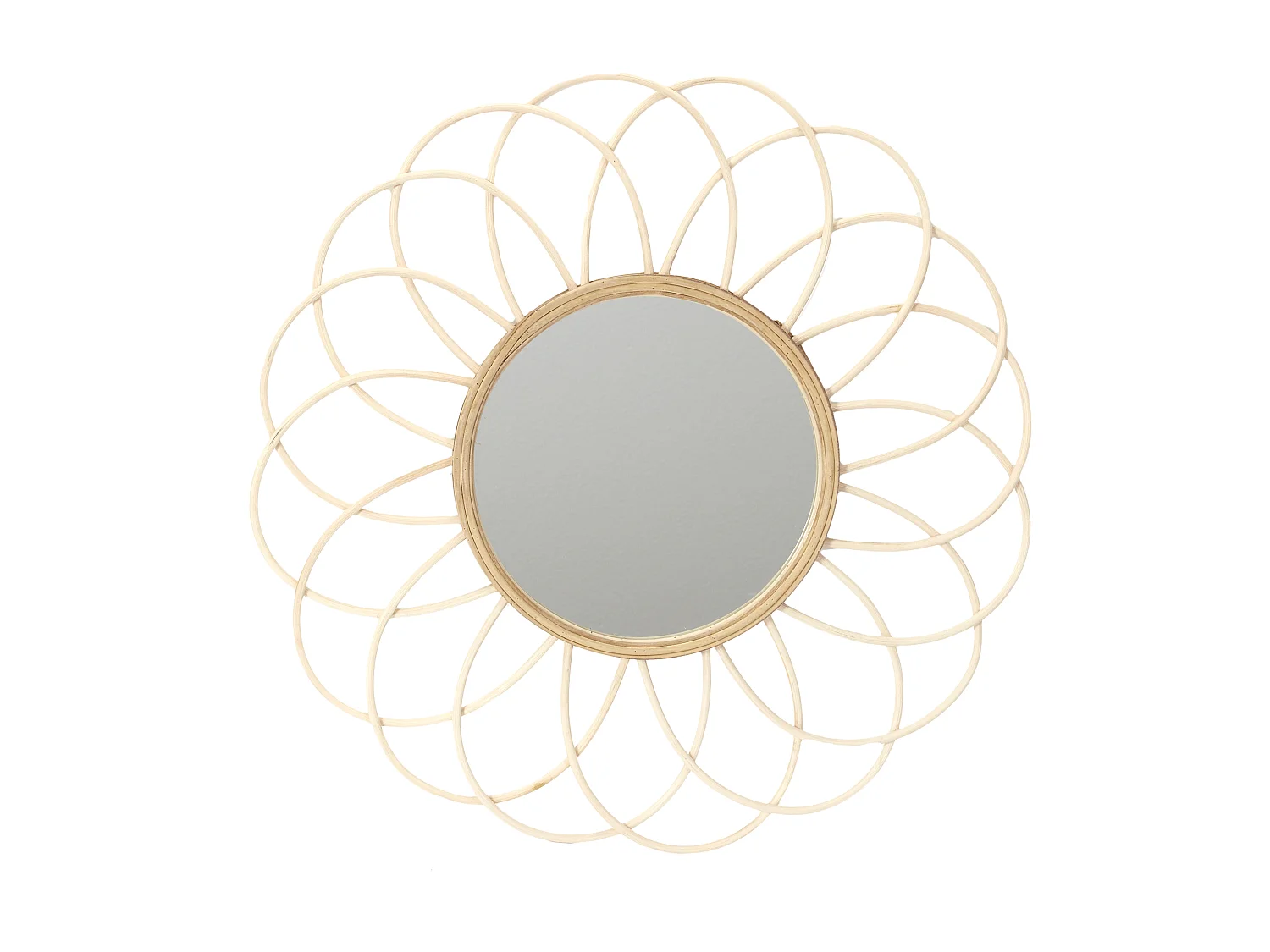 Miroir Mural en Rotin "Rosace" 56cm Naturel