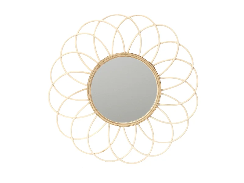 Miroir Mural en Rotin "Rosace" 56cm Naturel