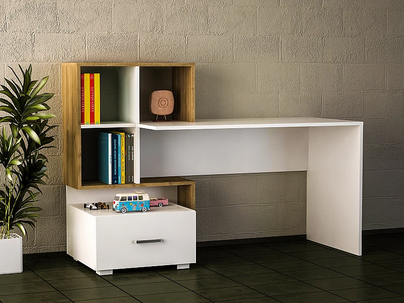 Schreibtisch  Bloom Weiß Walnuss