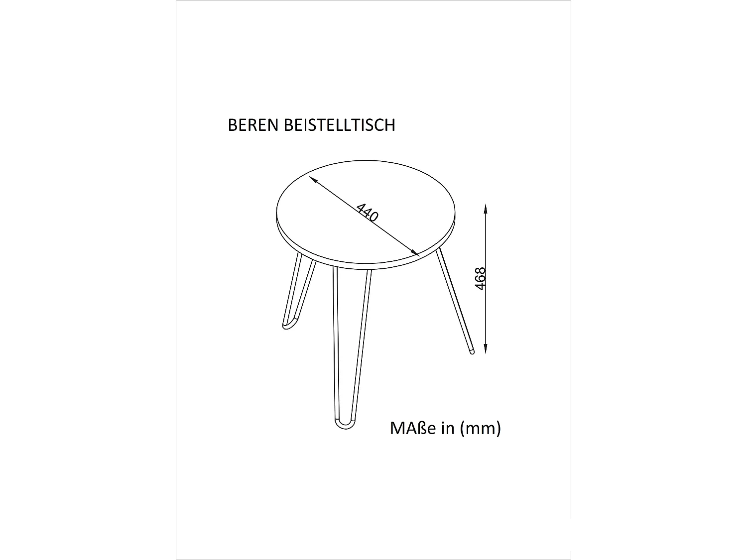 Beistelltisch Beren mit Metallfüße Weiß