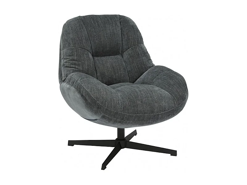 NOAM - Fauteuil Pivotant En Tissu Polyester Gris