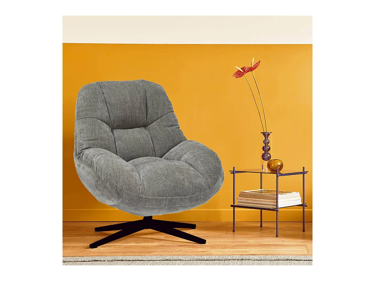 NOAM - Fauteuil Pivotant En Tissu Polyester Brun