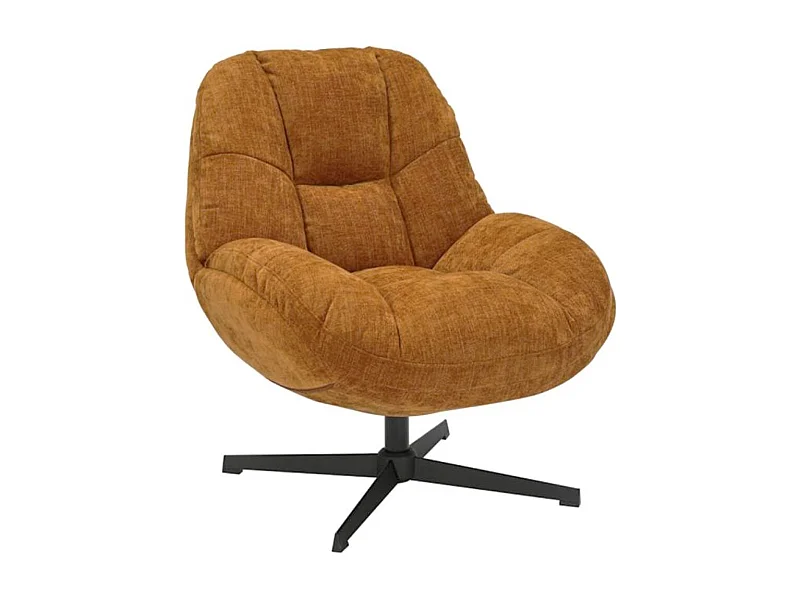 NOAM - Fauteuil Pivotant En Tissu Polyester Jaune