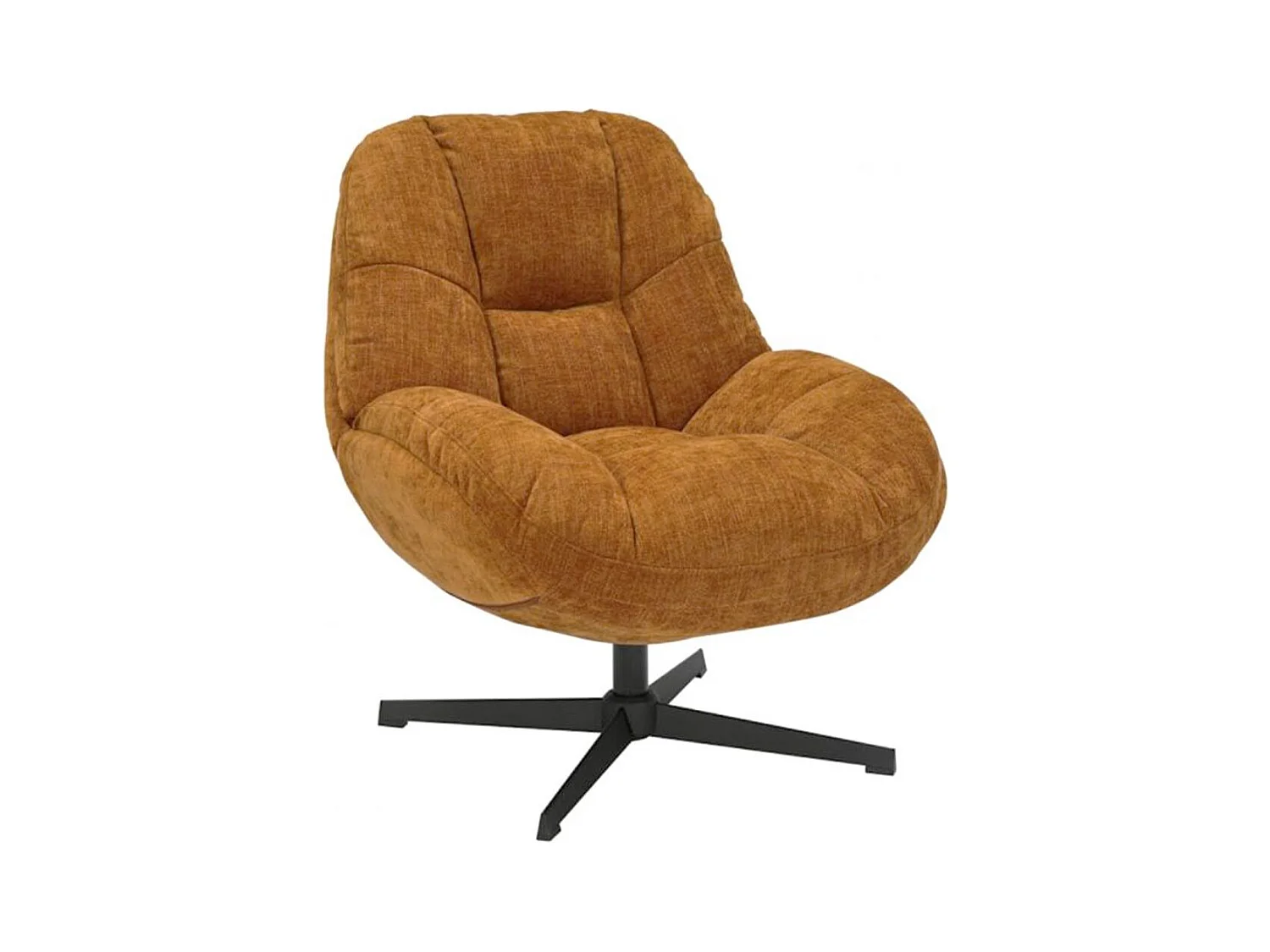 NOAM - Fauteuil Pivotant En Tissu Polyester Jaune