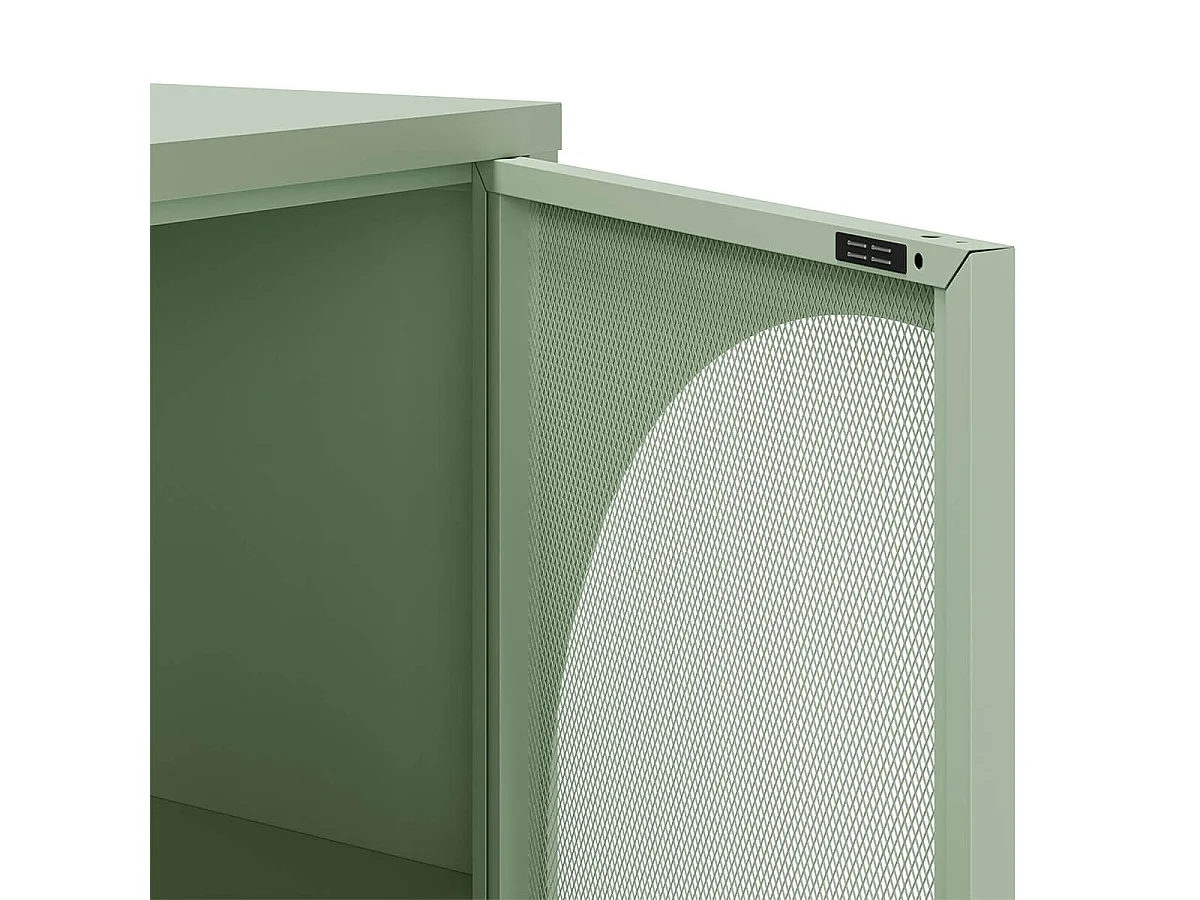 LIOVIA - Buffet 4 Portes Ajourées en Métal Vert Menthe