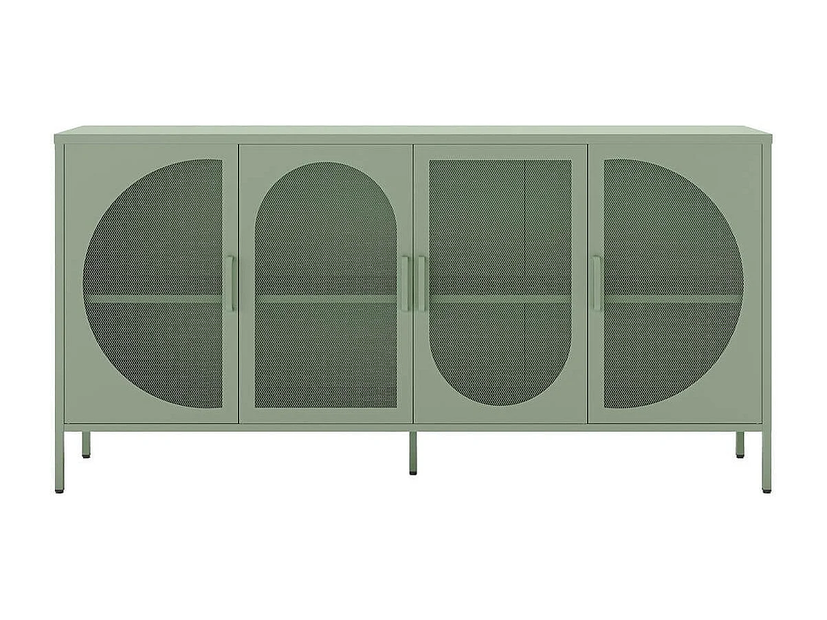 LIOVIA - Buffet 4 Portes Ajourées en Métal Vert Menthe