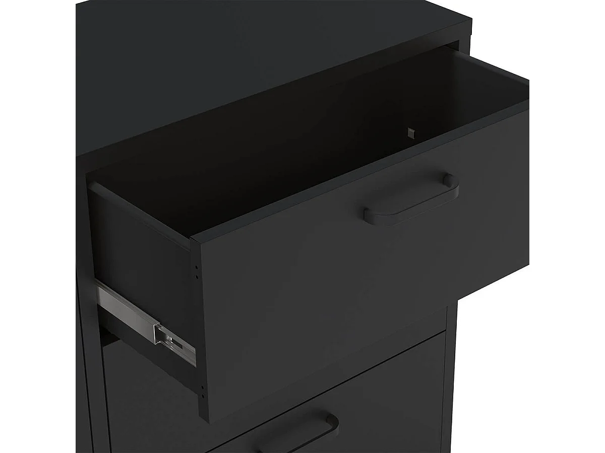 OLIVIA - Buffet 2 Portes Ajourées 3 Tiroirs en Métal Noir