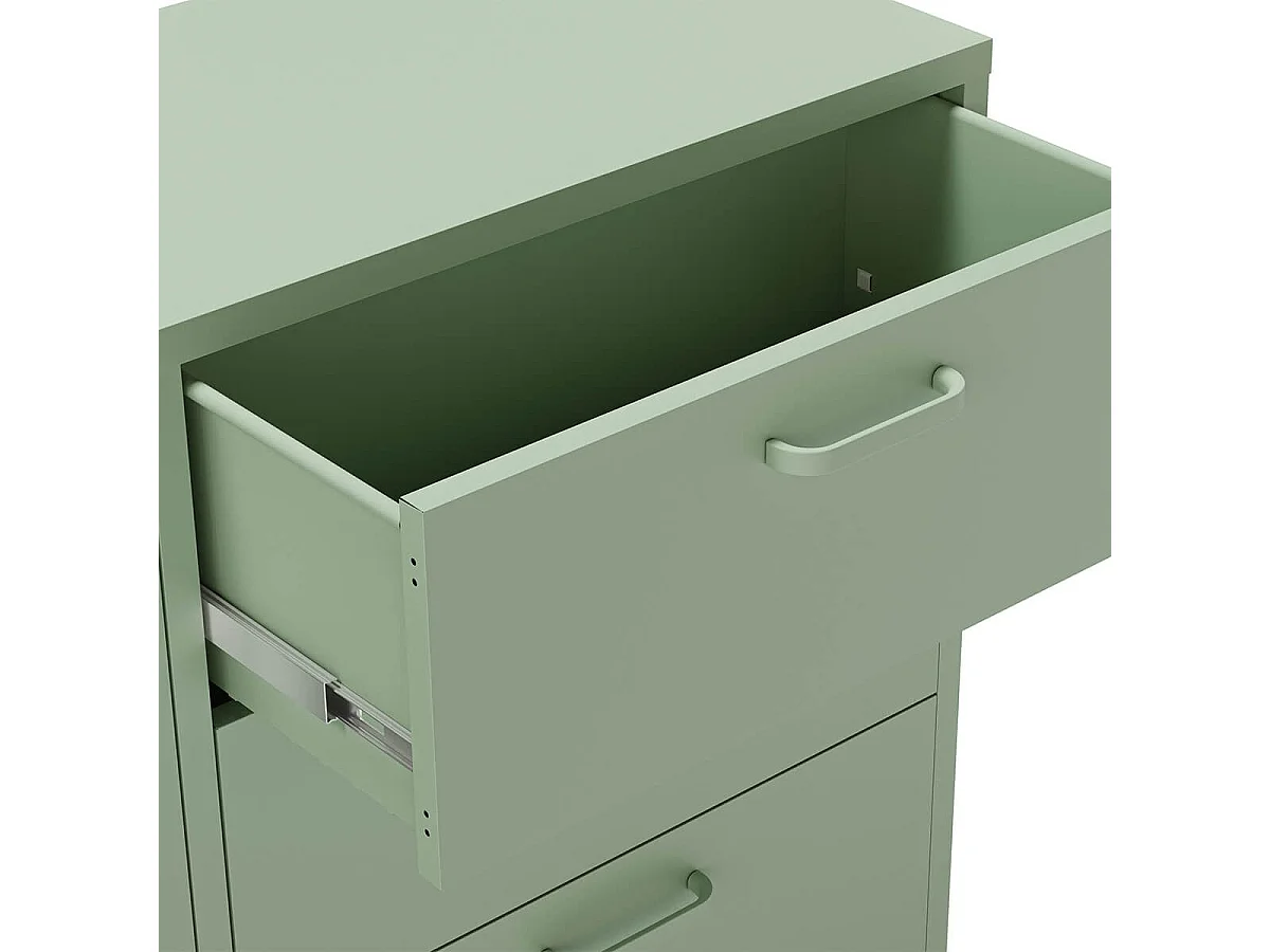 OLIVIA - Buffet 2 Portes Ajourées 3 Tiroirs en Métal Vert Menthe