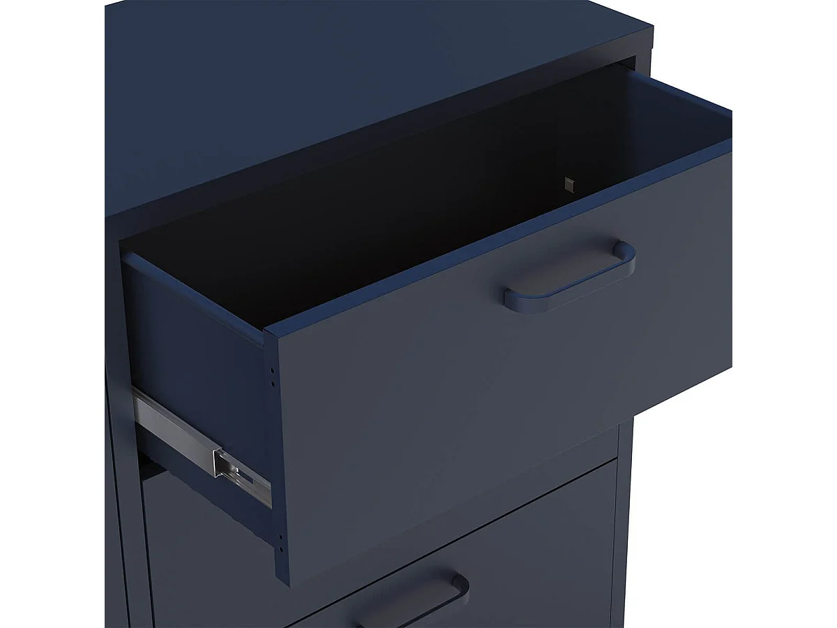 OLIVIA - Buffet 2 Portes Ajourées 3 Tiroirs en Métal Bleu Foncé