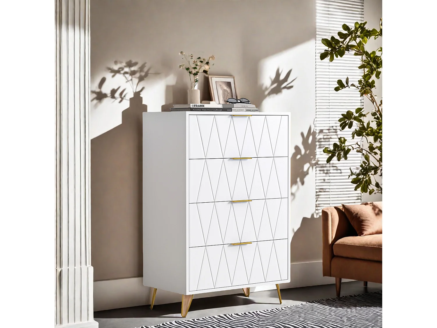 Table de chevet avec pieds en métal, table d'appoint pour le salon, la chambre, 90 x 60 x 34 cm