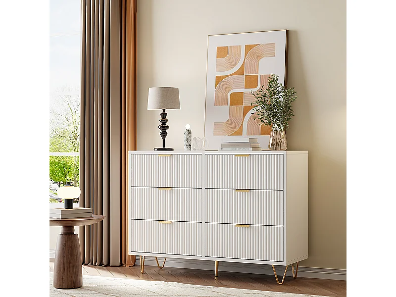 Commode, 100 x 34 x 73 cm Armoire à 6 tiroirs, Buffet à tiroirs, Commode fine, Meuble de salon, Meuble de chambre, Meuble de couloir