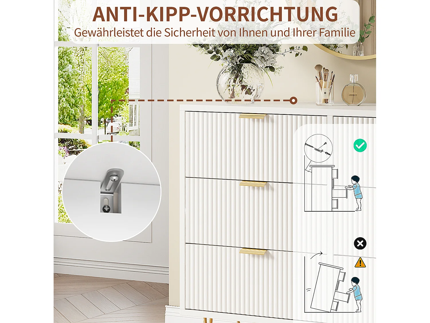 Commode à tiroirs avec 4 tiroirs, commode étroite, commode de rangement, armoire pour le salon, la chambre, le couloir