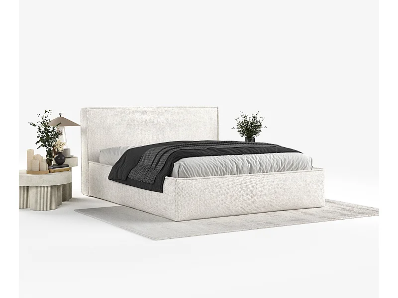 Łóżko tapicerowane Lounge - 180 x 200 cm - szenil - kość słoniowa