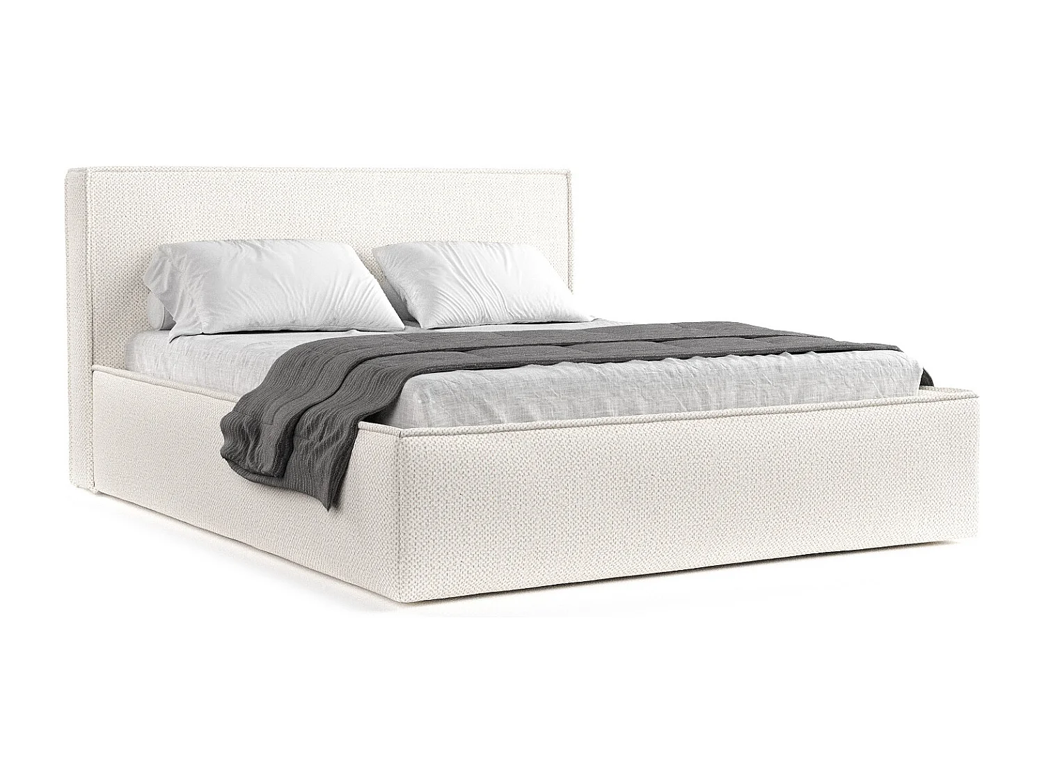 Polsterbett Lounge - 180 x 200 cm - Chenille-Stoff - elfenbeinfarbe