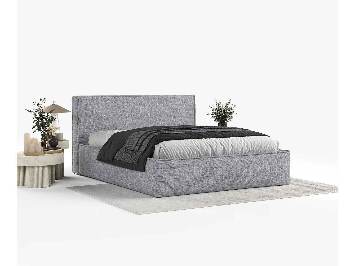 Polsterbett Lounge - 200 x 200 cm - Chenille-Stoff - dunkelgrau