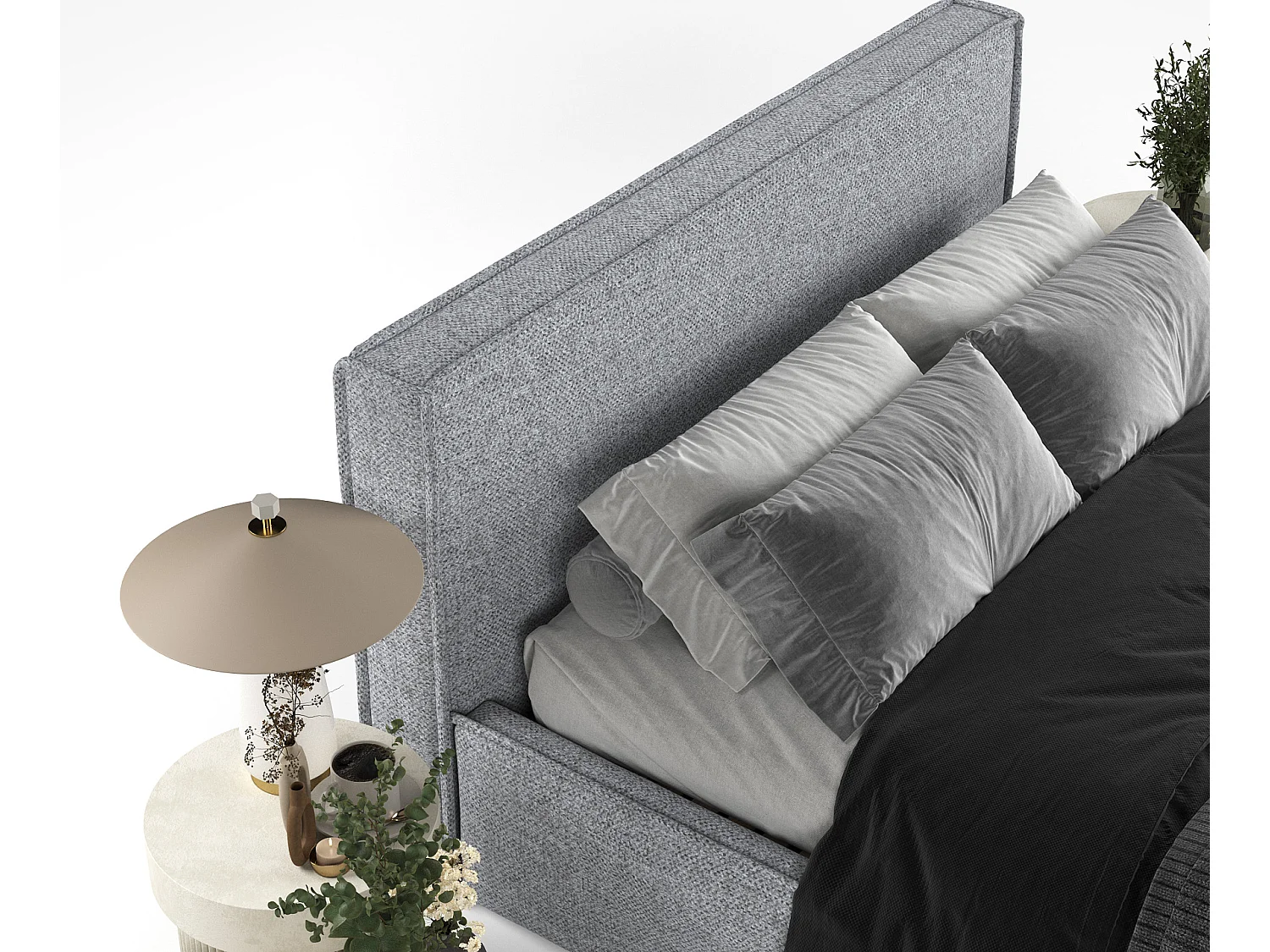 Polsterbett Lounge - 120 x 200 cm - Chenille-Stoff - dunkelgrau