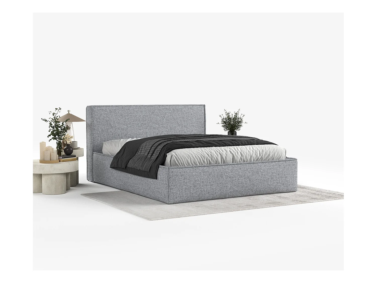 Lit coffre Lounge - 120 x 200 cm - chenille - gris foncé