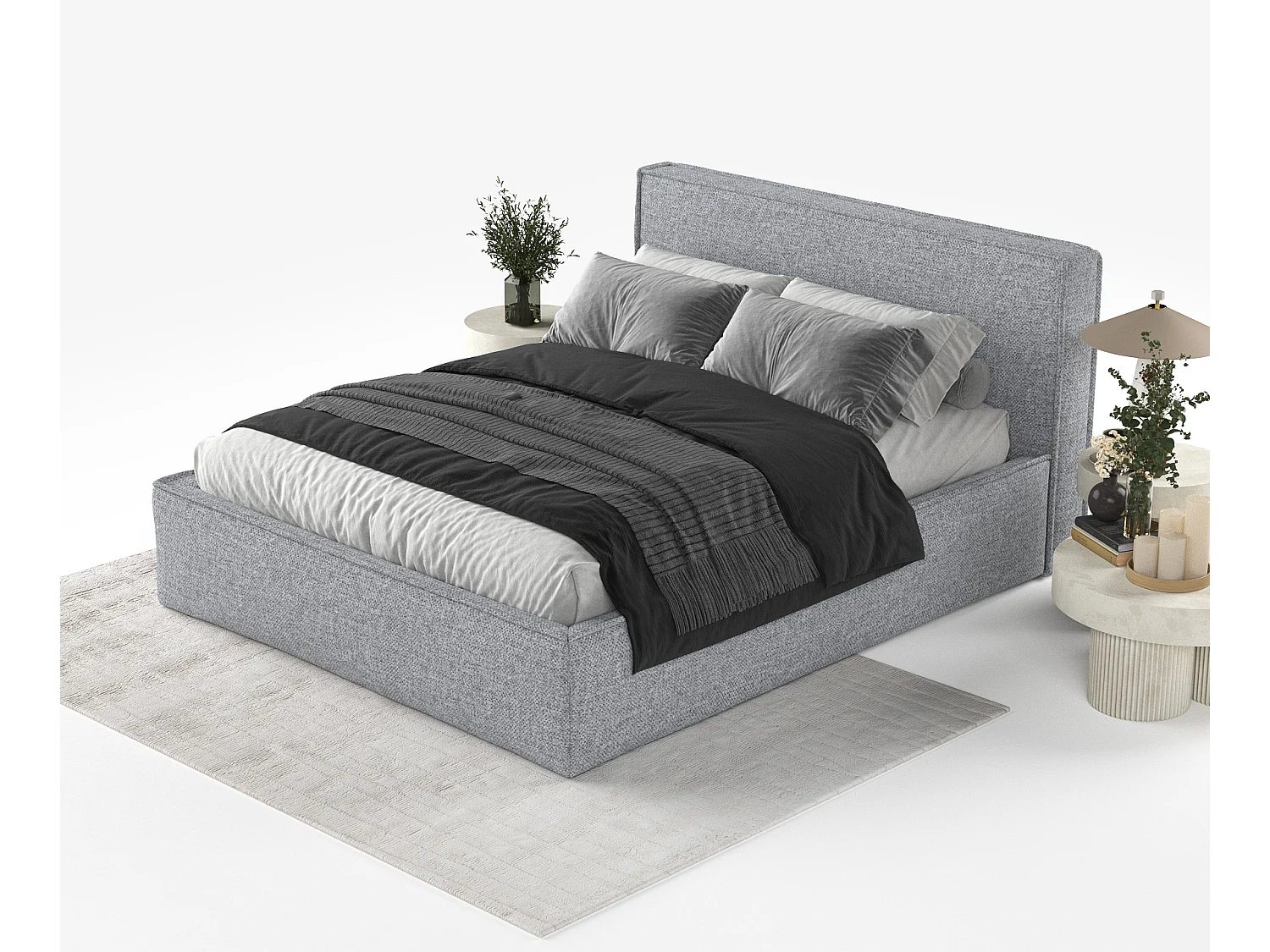 Polsterbett Lounge - 180 x 200 cm - Chenille-Stoff - dunkelgrau