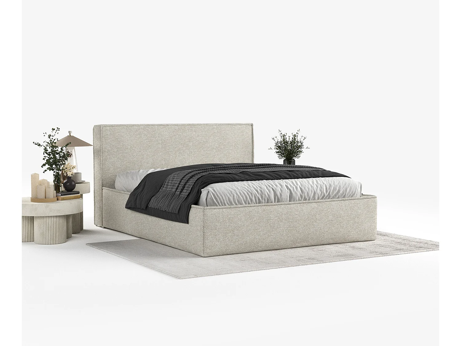 Polsterbett Lounge - 160 x 200 cm - Chenille-Stoff - beige