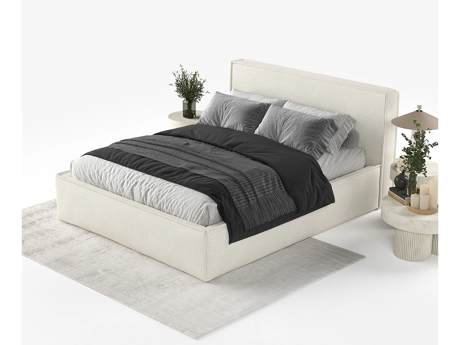 Polsterbett Lounge - 120 x 200 cm - Chenille-Stoff - écru