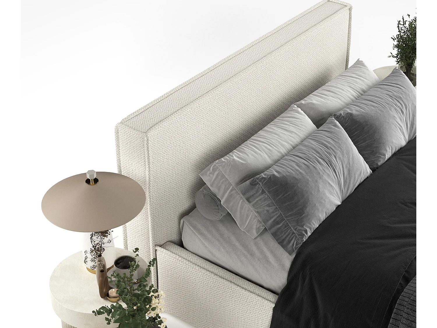 Polsterbett Lounge - 200 x 200 cm - Chenille-Stoff - écru