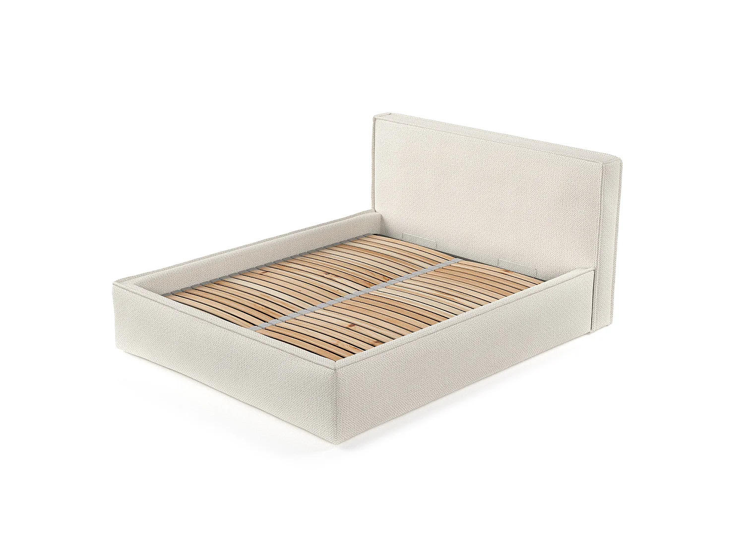 Łóżko tapicerowane z zagłówkiem - 200x200 cm - kremowy - LOUNGE