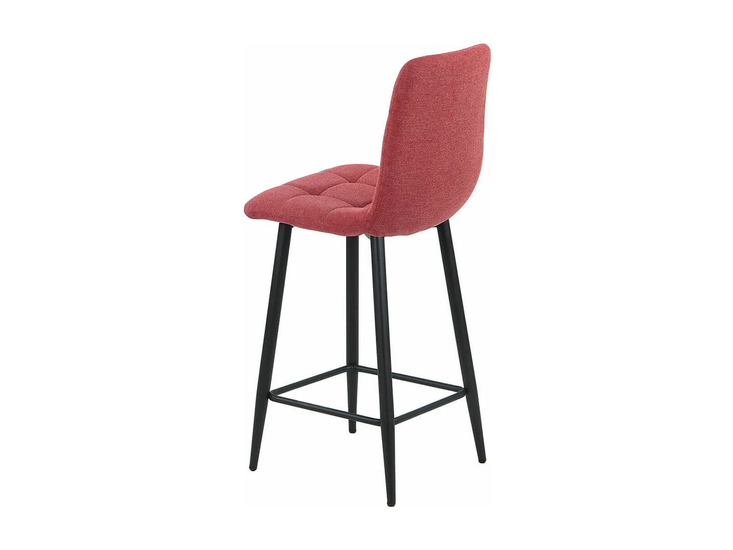 ERNEST - Lot de 2 Tabourets de bar  Tissu Gris Pieds Métal Rouge