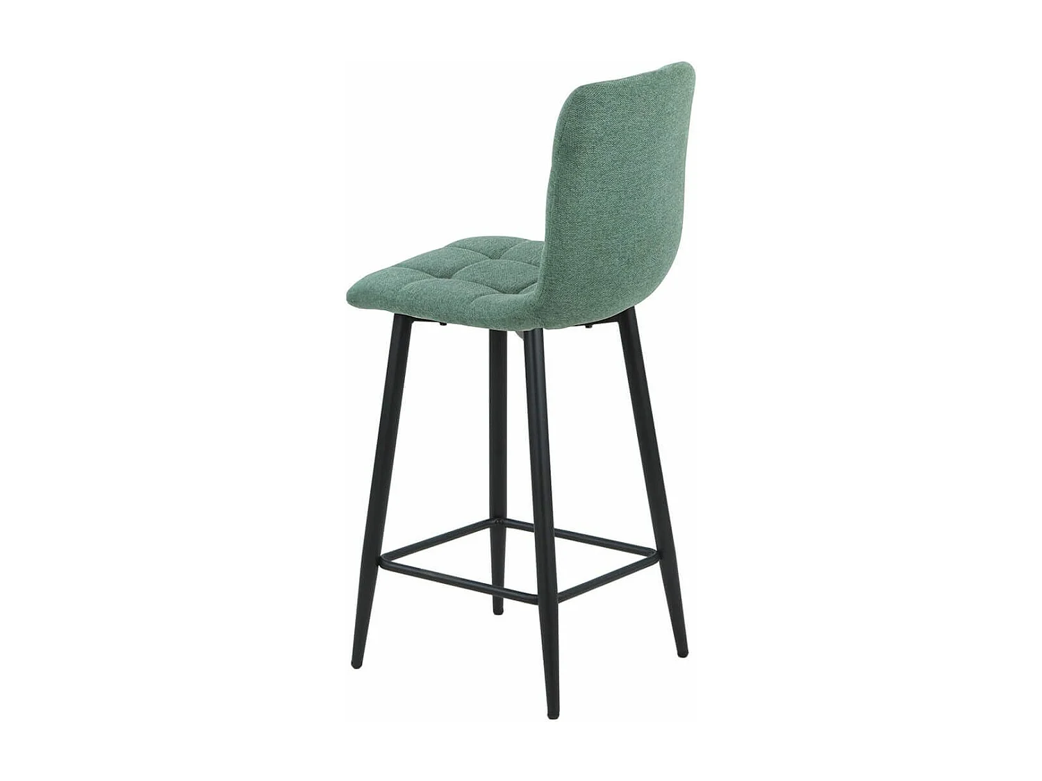 ERNEST - Lot de 2 Tabourets de bar Tissu Gris Pieds Métal Vert