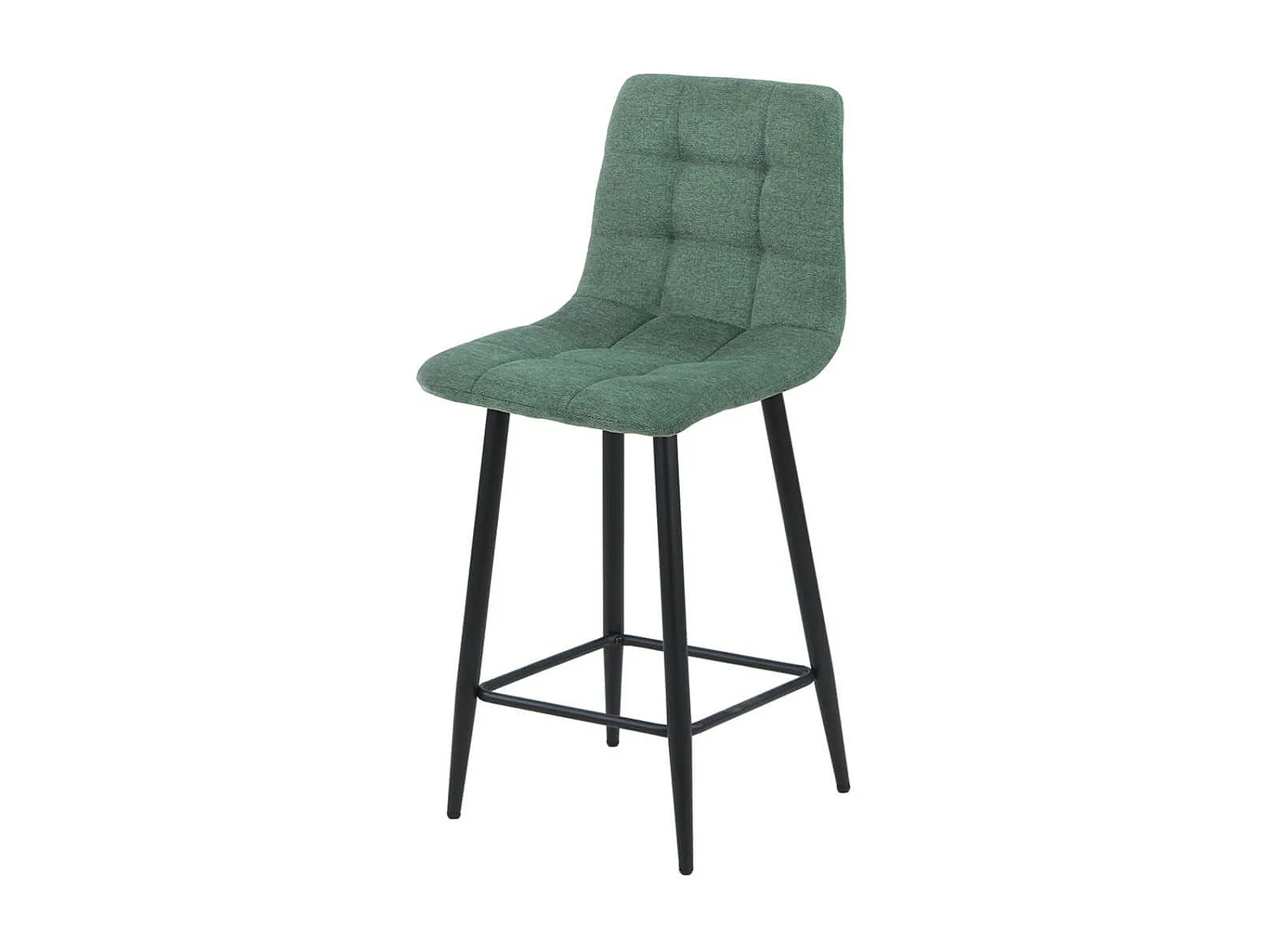 ERNEST - Lot de 2 Tabourets de bar Tissu Gris Pieds Métal Vert