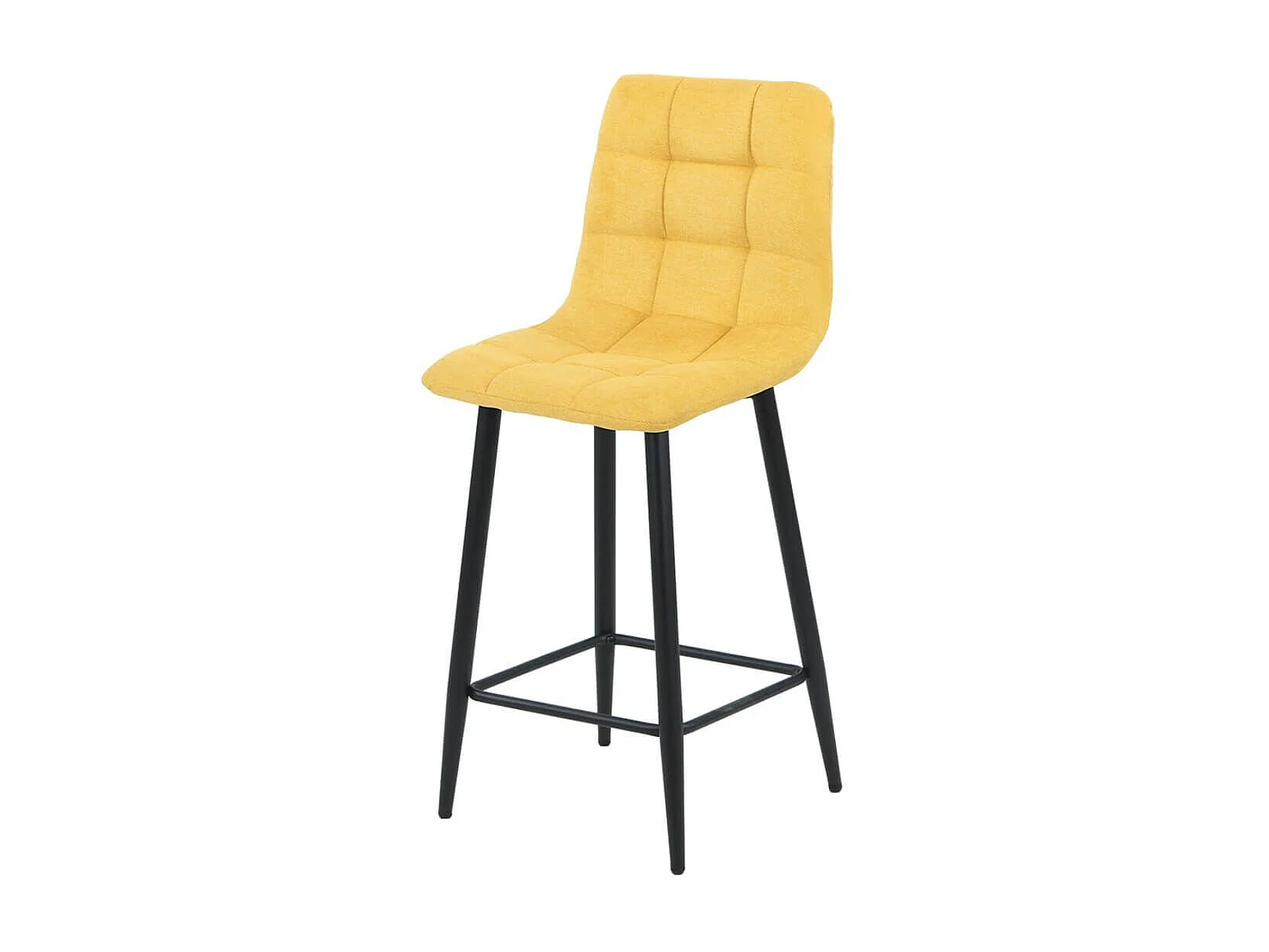 ERNEST - Lot de 2 Tabourets de bar  Tissu Gris Pieds Métal Jaune