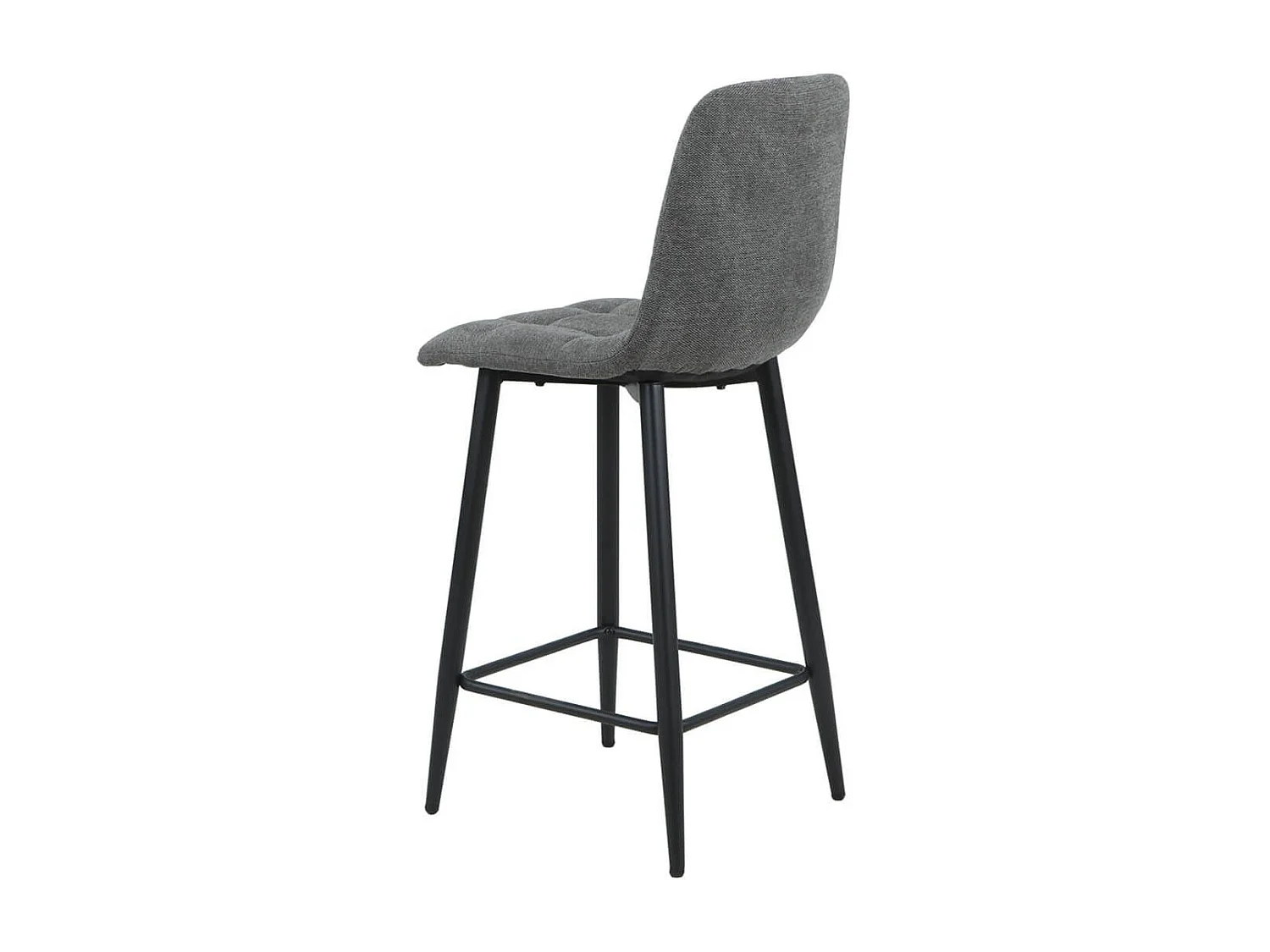 ERNEST - Lot de 2 Tabourets de bar Tissu Gris Pieds Métal Gris Anthracite