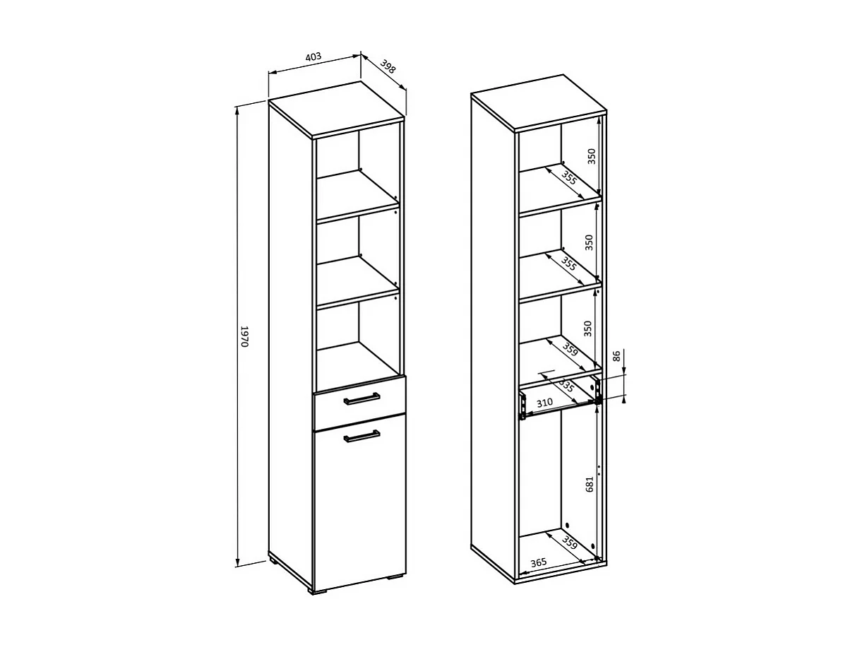 Meuble de rangement haut collection WASHING – 1 tiroir, 1 porte et 1 panier – Taupe et chêne