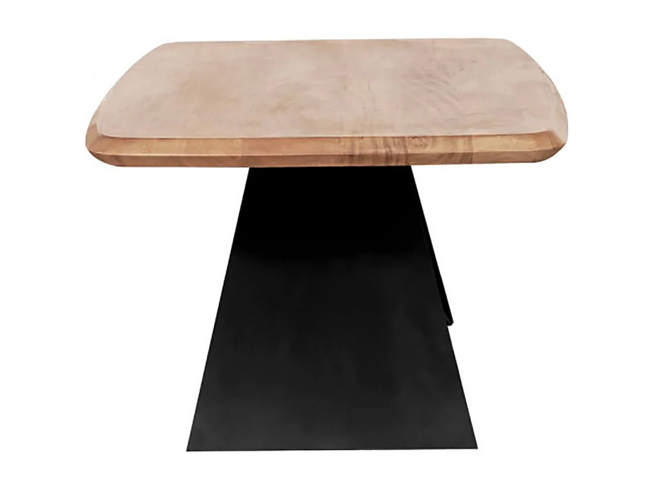 MYLONIS - Table Basse Plateau en Acacia Massif Pieds Métal Noir Forme Papillon