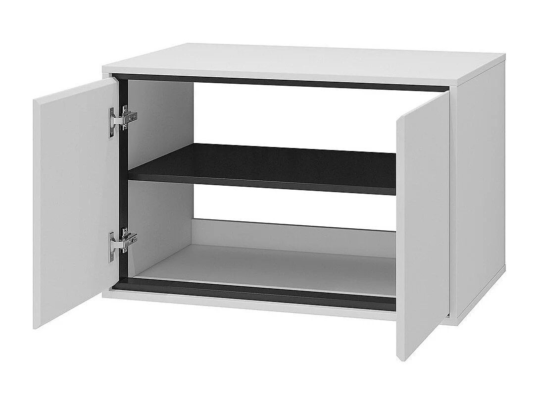 Meuble sous vasque de salle de bain 80cm avec 2 portes collection GOBI coloris blanc et noir.