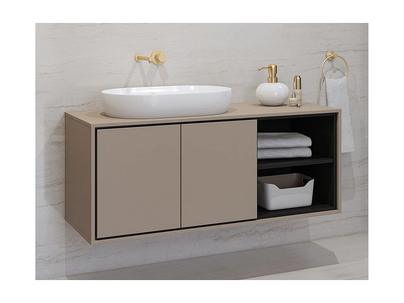 Unterschrank für das Badezimmer 120 cm GOBI in Braunfarbe