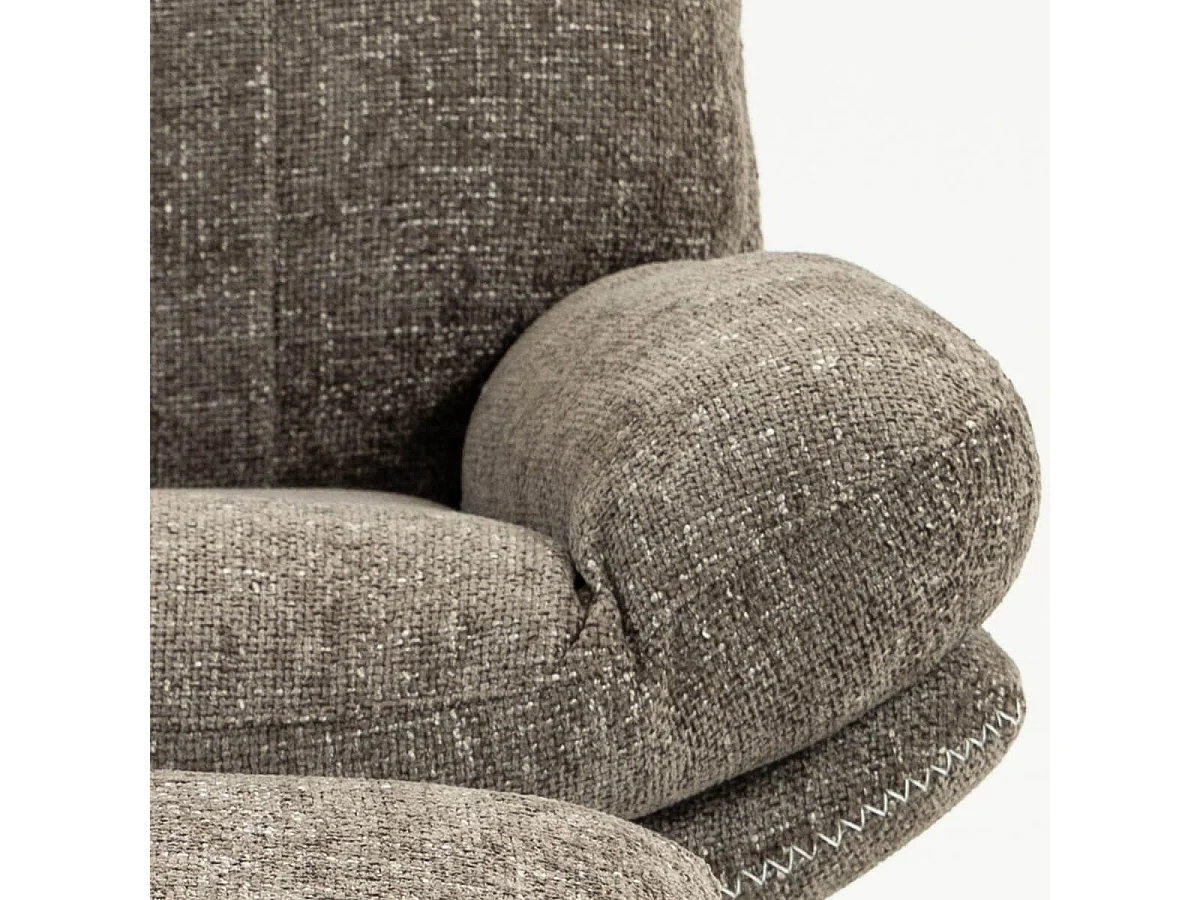 LOAM - Fauteuil Pivotant Inclinaison Réglable avec Repose Pieds Tissu Brun