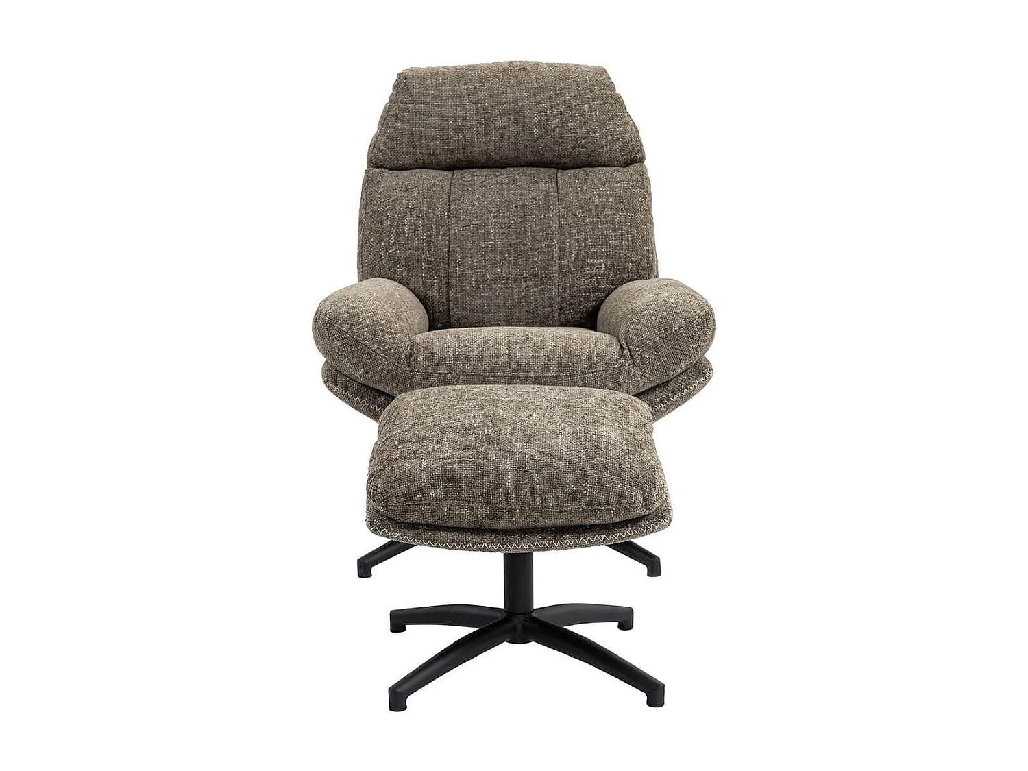 LOAM - Fauteuil Pivotant Inclinaison Réglable avec Repose Pieds Tissu Brun