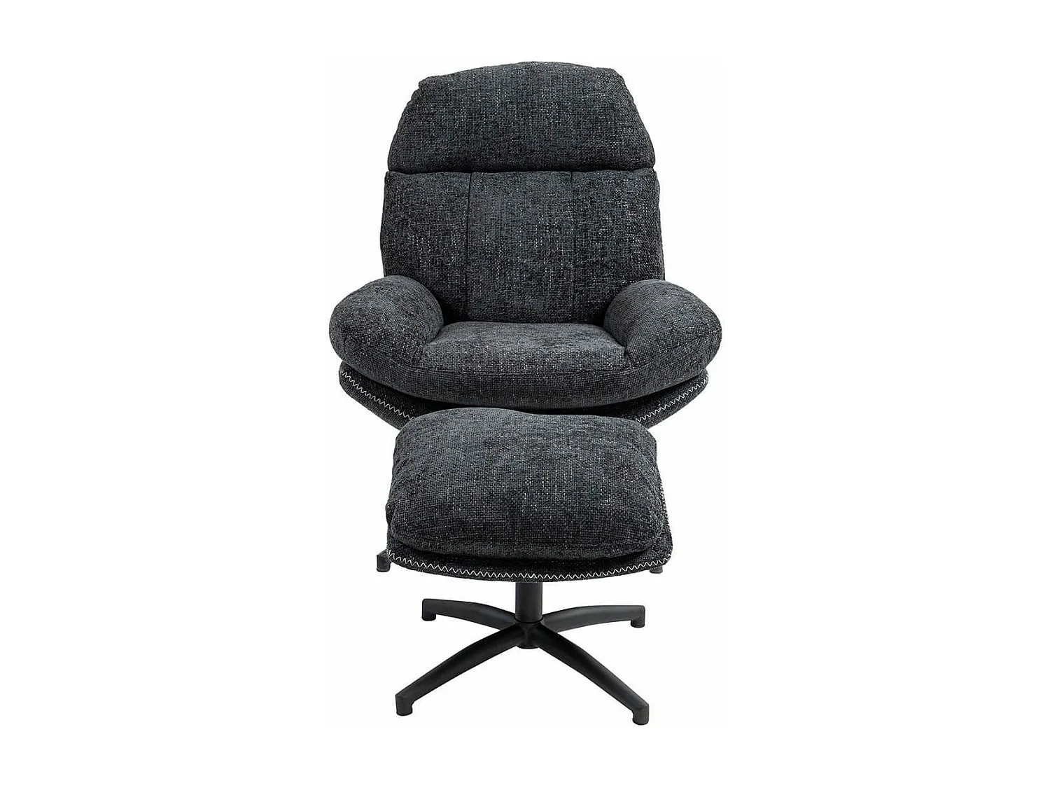 LOAM - Fauteuil Pivotant Inclinaison Réglable avec Repose Pieds Tissu Gris