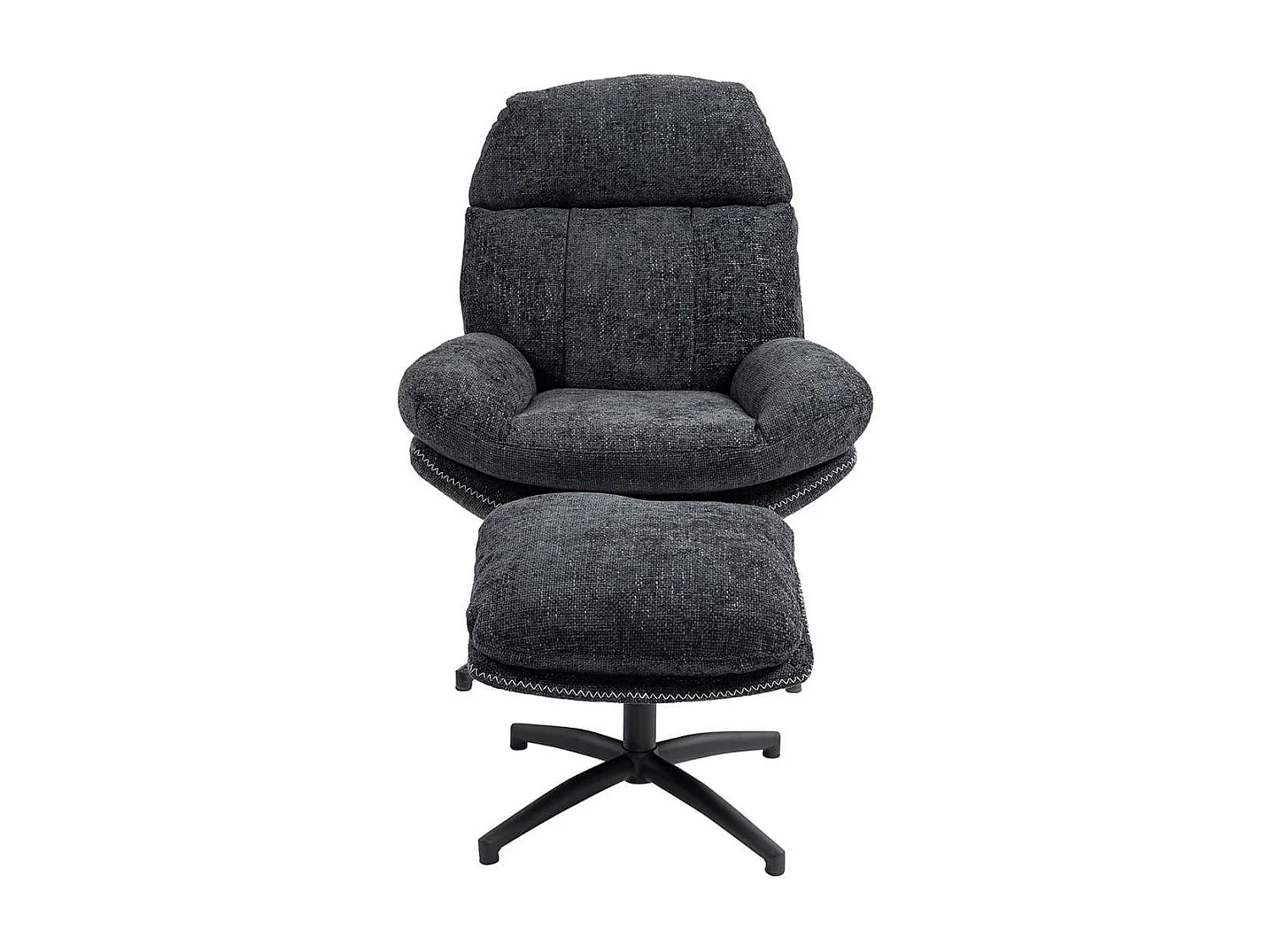 LOAM - Fauteuil Pivotant Inclinaison Réglable avec Repose Pieds Tissu Gris