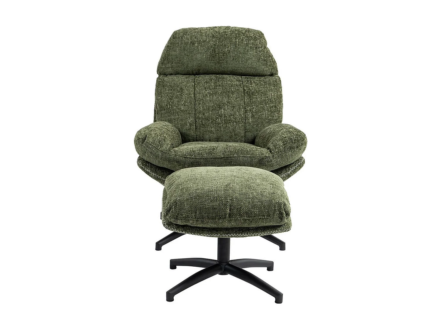 LOAM - Fauteuil Pivotant Inclinaison Réglable avec Repose Pieds Tissu Vert