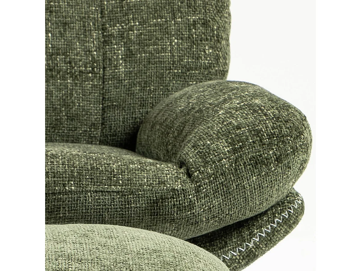 LOAM - Fauteuil Pivotant Inclinaison Réglable avec Repose Pieds Tissu Vert