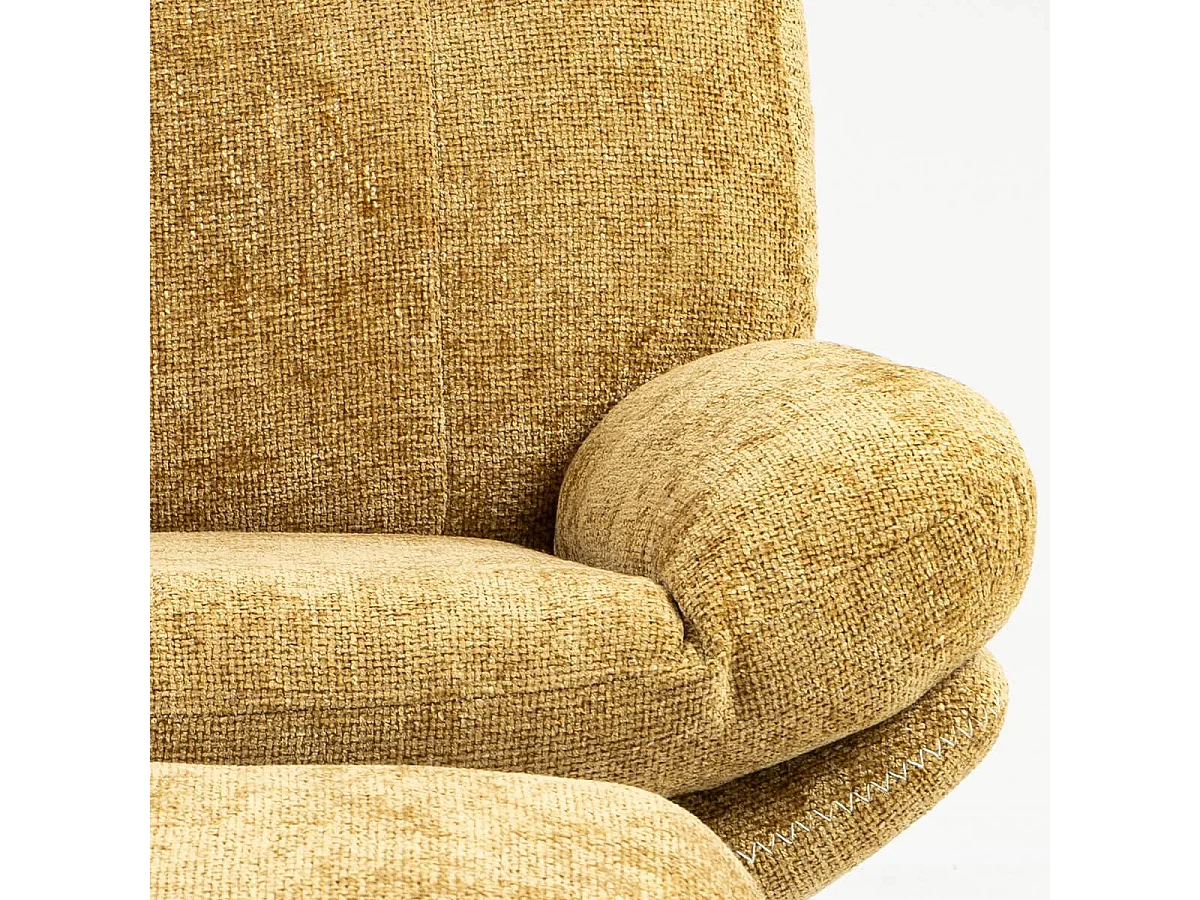 LOAM - Fauteuil Pivotant Inclinaison Réglable avec Repose Pieds Tissu Jaune