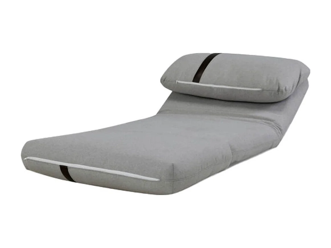 BASILUS - Chauffeuse Convertible Multipositions Tissu Gris Chiné avec bande Noire