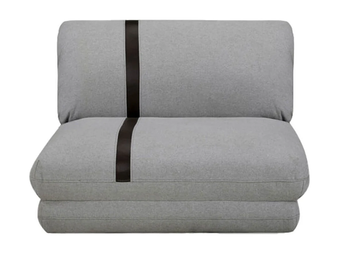 BASILUS - Chauffeuse Convertible Multipositions Tissu Gris Chiné avec bande Noire
