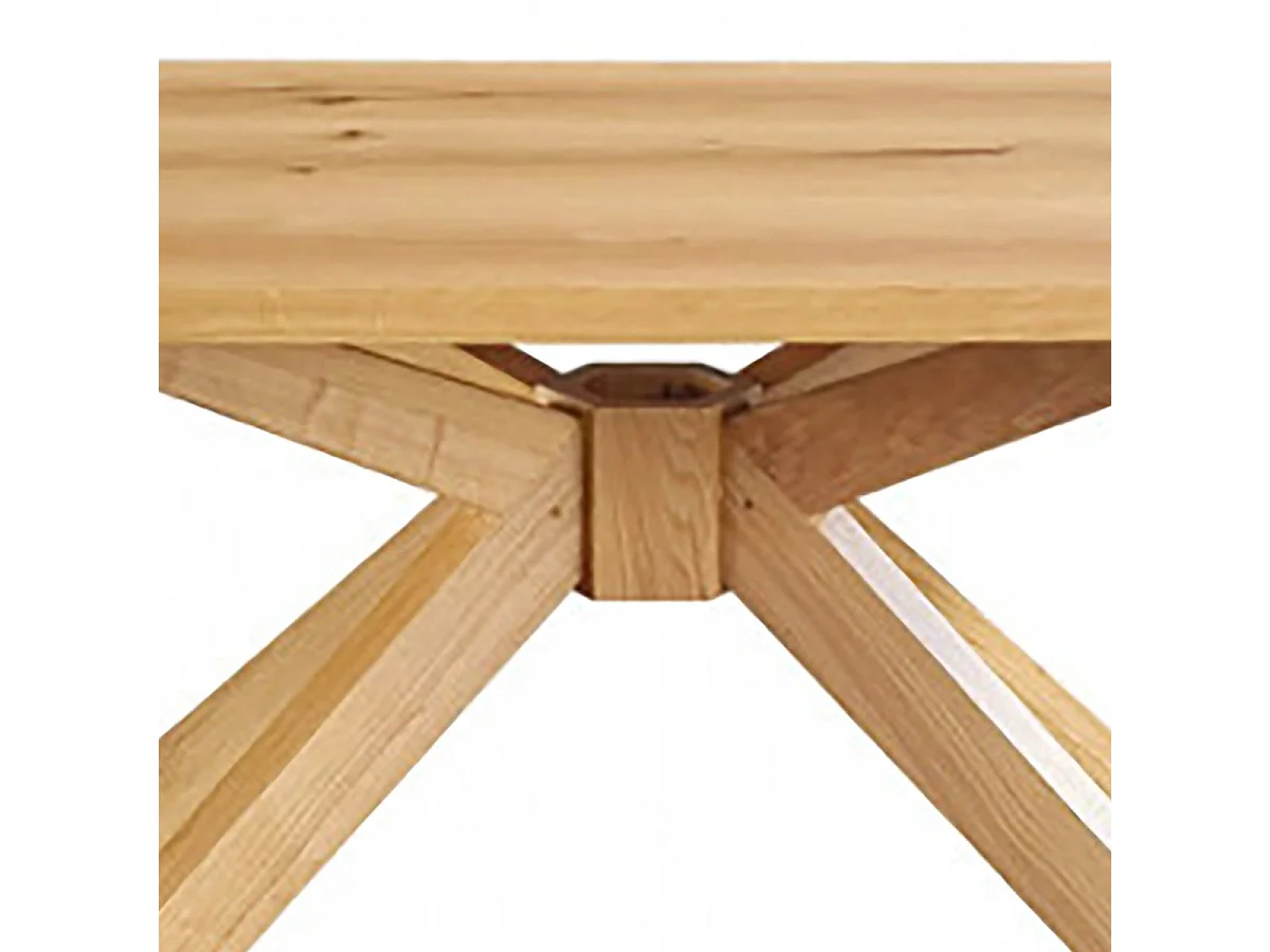GISELE - Table repas 180cm Plaquage Chêne rustique Piètement étoile Chêne Massif