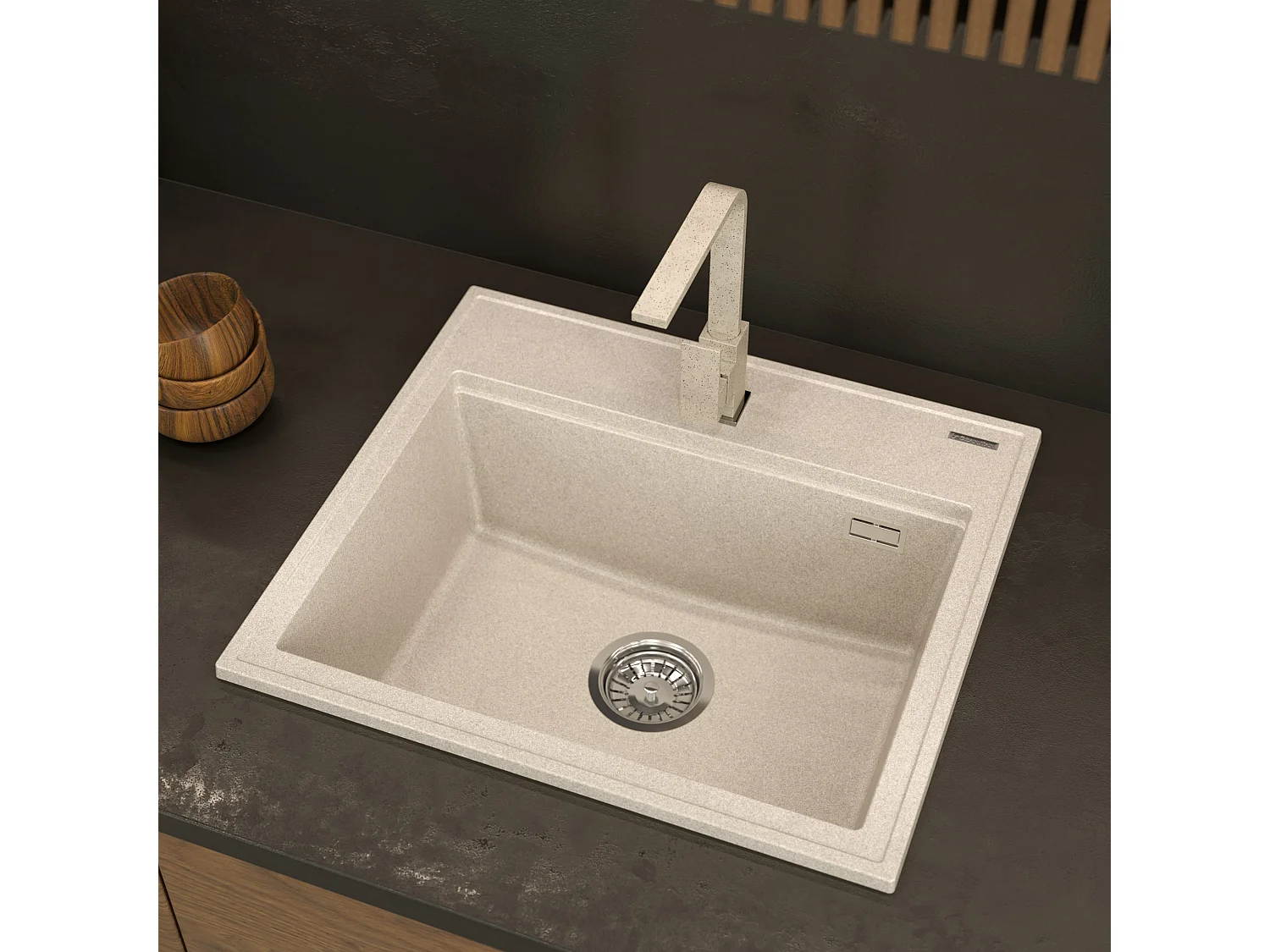 ÉVIER EN GRANIT BEIGE FOXAL + ROBINETTERIE