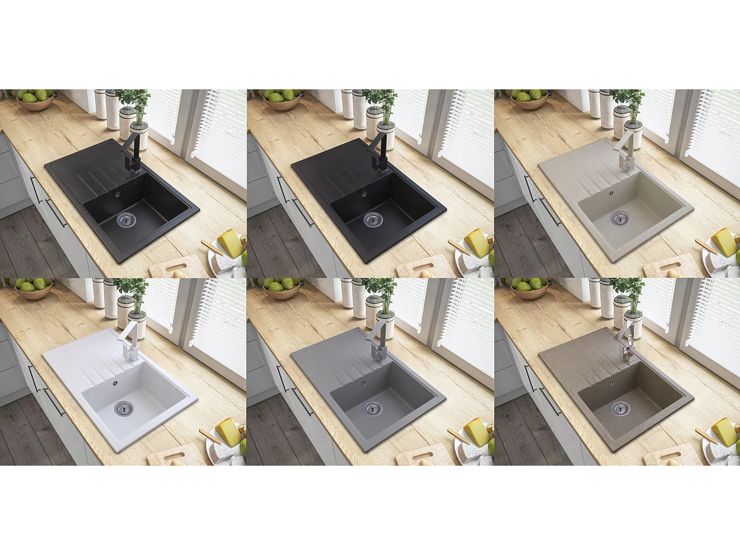 ÉVIER EN GRANIT GRAND BOL ENSEMBLE DE CUISINE