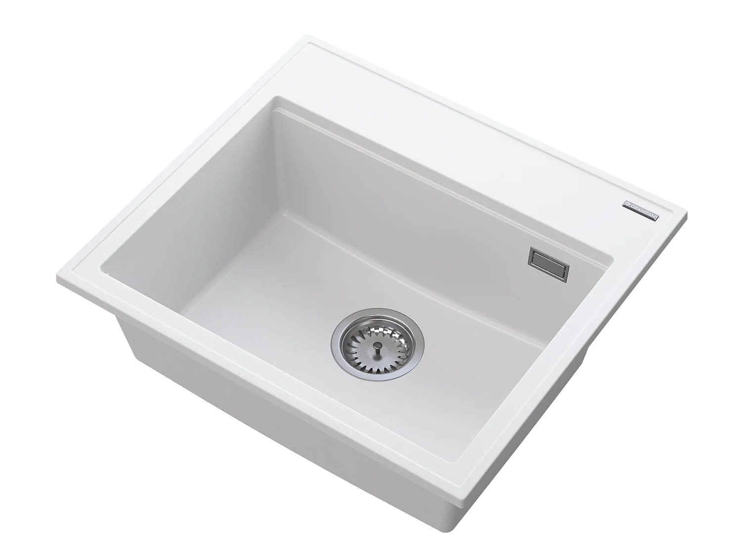 ÉVIER EN GRANIT BLANC FOXAL + MITIGEUR CHROMÉ SPIRAL DUO