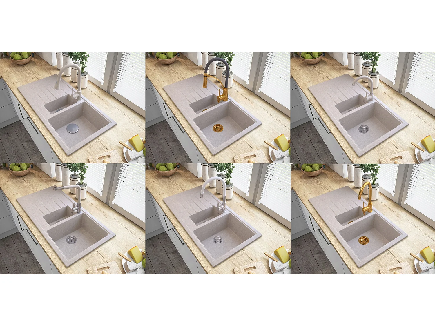 ÉVIER EN GRANIT 1.5 BOLS 6 COULEURS