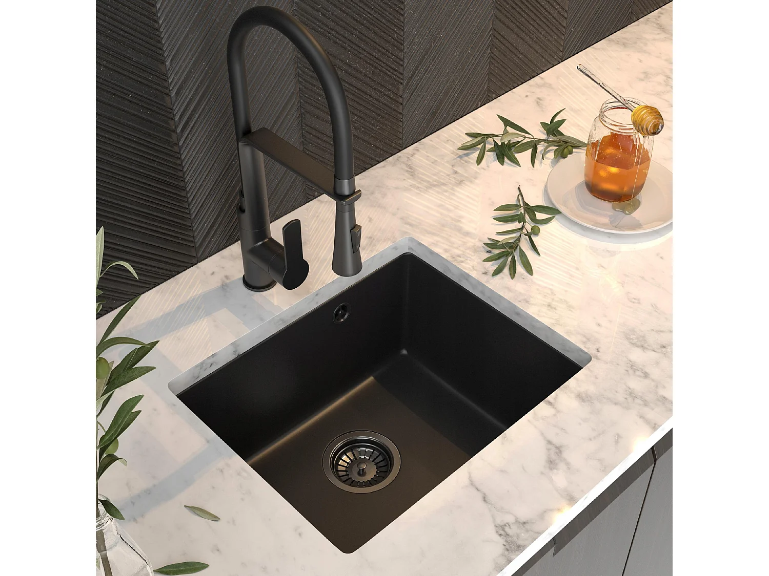 MANADO BLACK UNDERMOUNT SINK+VEGAS MIXER TAP